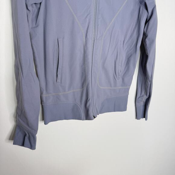 Athleta XSmall XS Light Purple Gray Bombtastic Knit Bomber Jacket Stretch Nylon - Picture 4 of 10